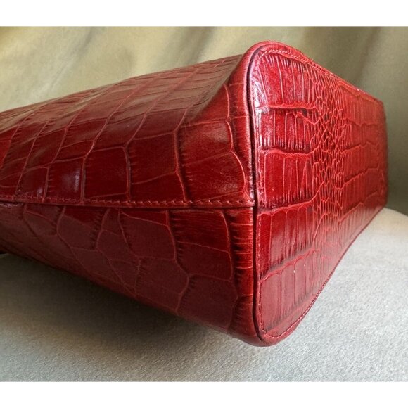 Valentino Vintage Red Croc Embossed Minimalist Shoulder Bag Medium - Picture 7 of 16